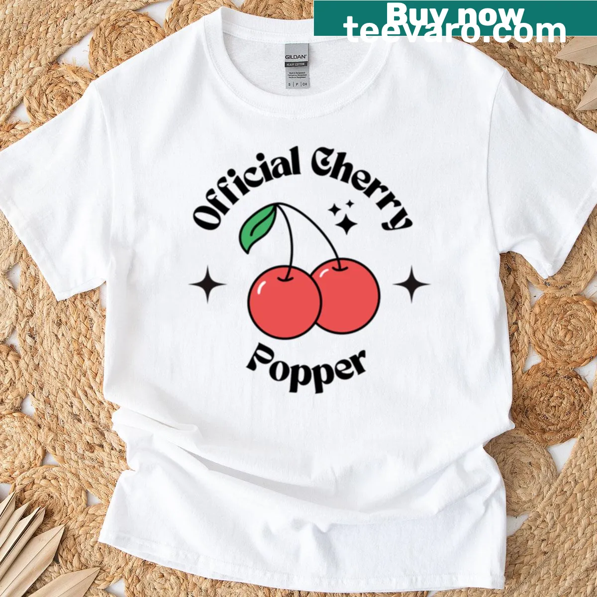Playful Cherry Popper graphic on a t-shirt — on a men's t-shirt