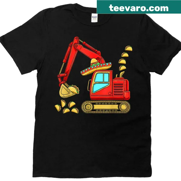 Kids t-shirt with a construction truck and taco graphic for Cinco de Mayo
