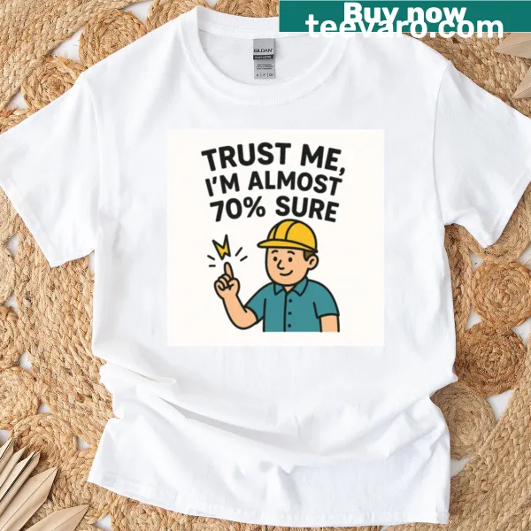 Cartoon T-shirt with confident engineer and motivational text