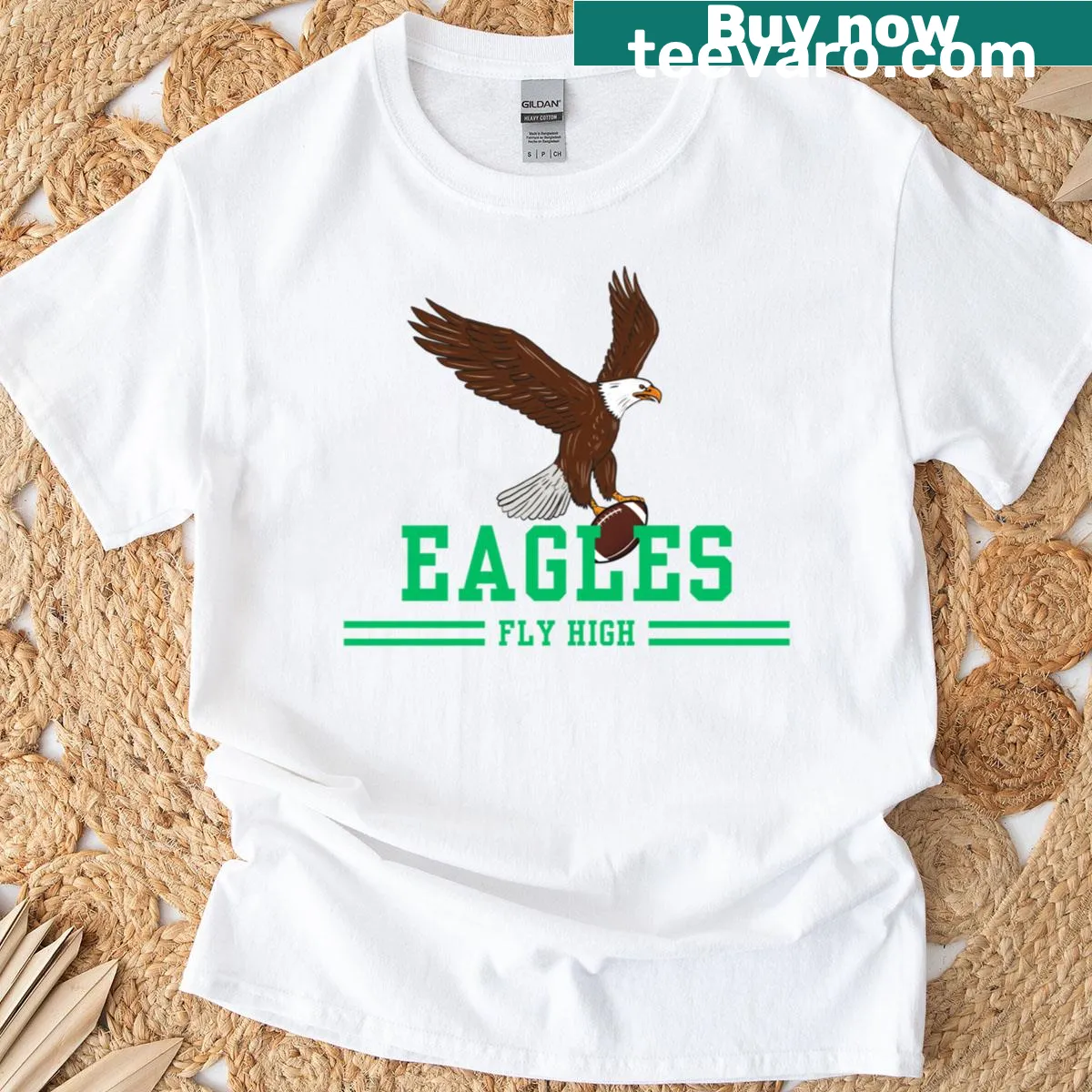 Philadelphia Eagles Fly T-shirt with team spirit slogan — on a men's t-shirt