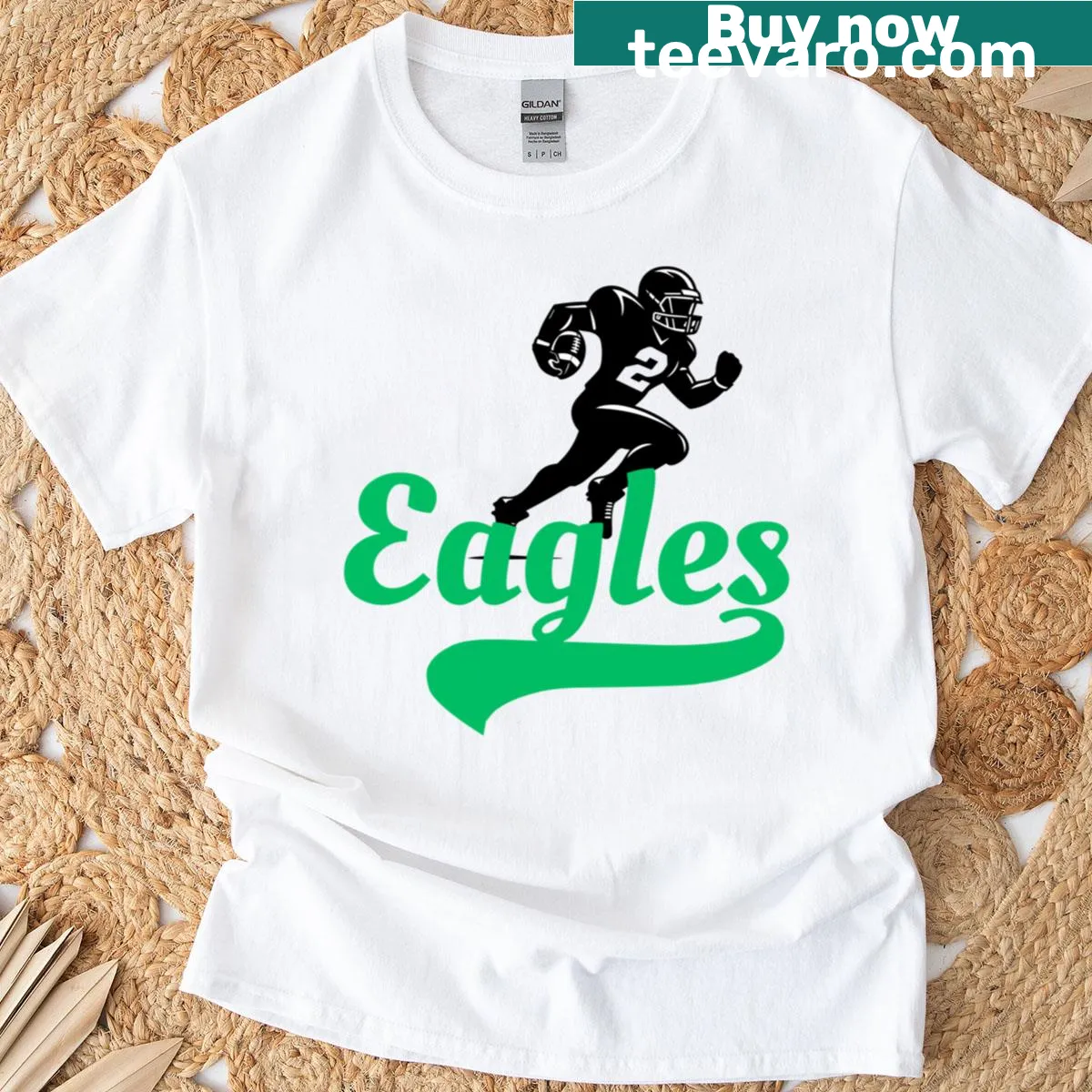 Fly Eagles Fly Philadelphia football spirit t-shirt — on a men's t-shirt