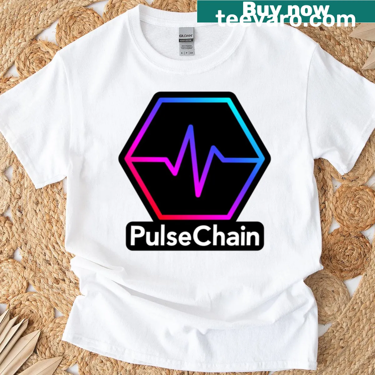 Pulse Chain logo T-shirt in minimalist black and white design — on a men's t-shirt