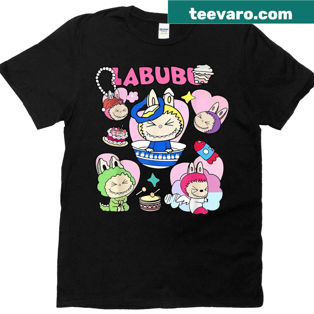 Cute T-shirt featuring a playful cartoon bunny with a mischievous expression — on a men's t-shirt