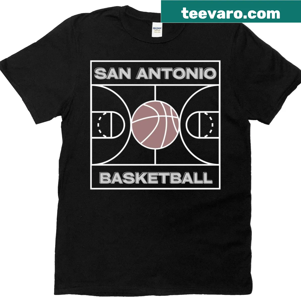 Emblem T-shirt representing the Antonio Spurs Basketball Club — on a men's t-shirt