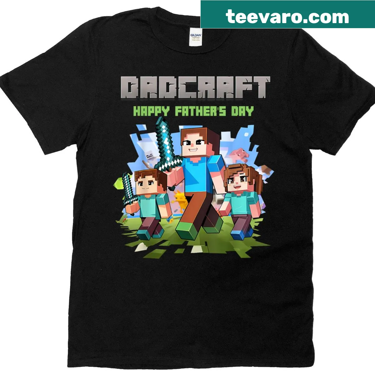 T-shirt for gamer dads with 'Dadcraft' slogan for Father's Day — on a men's t-shirt