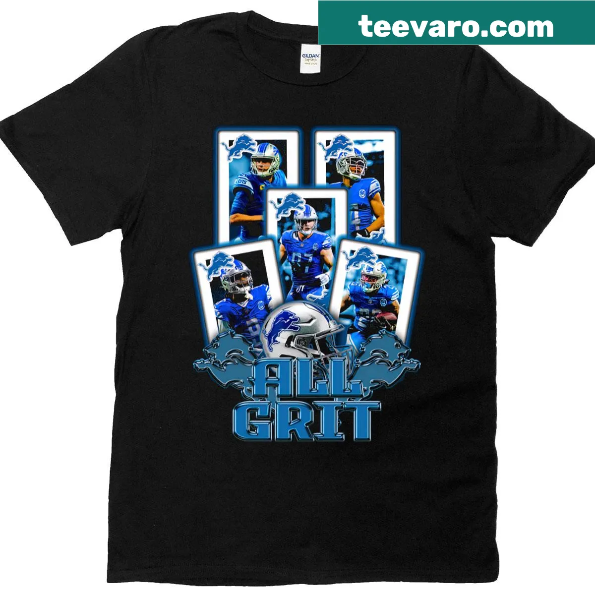 Detroit Team All Grit T-shirt with bold text design — on a men's t-shirt