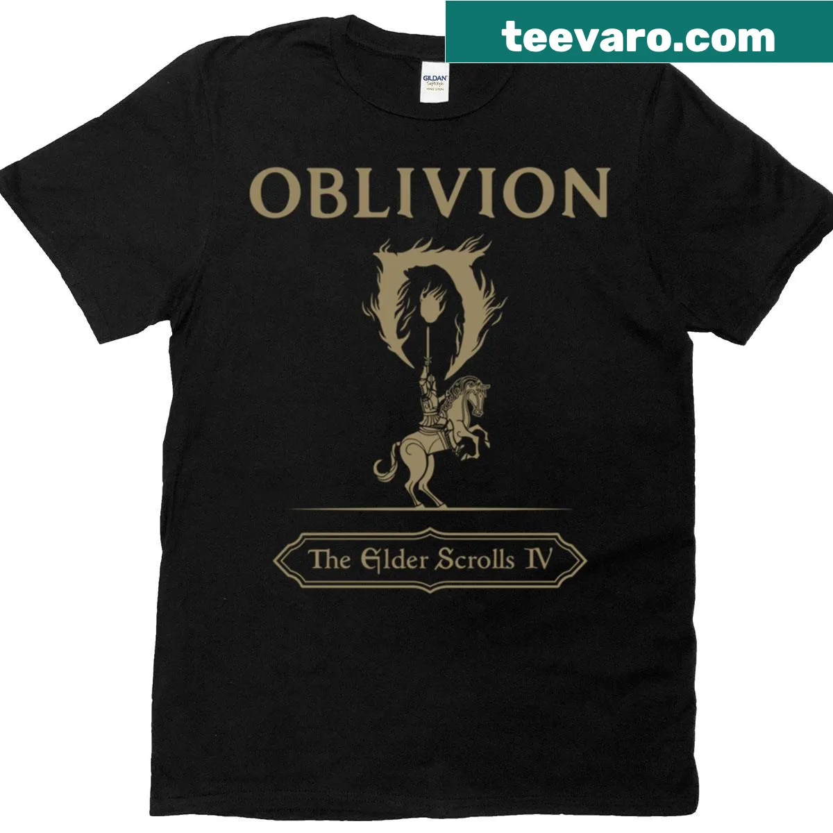 Elder Scrolls Oblivion fan logo t-shirt design — on a men's t-shirt