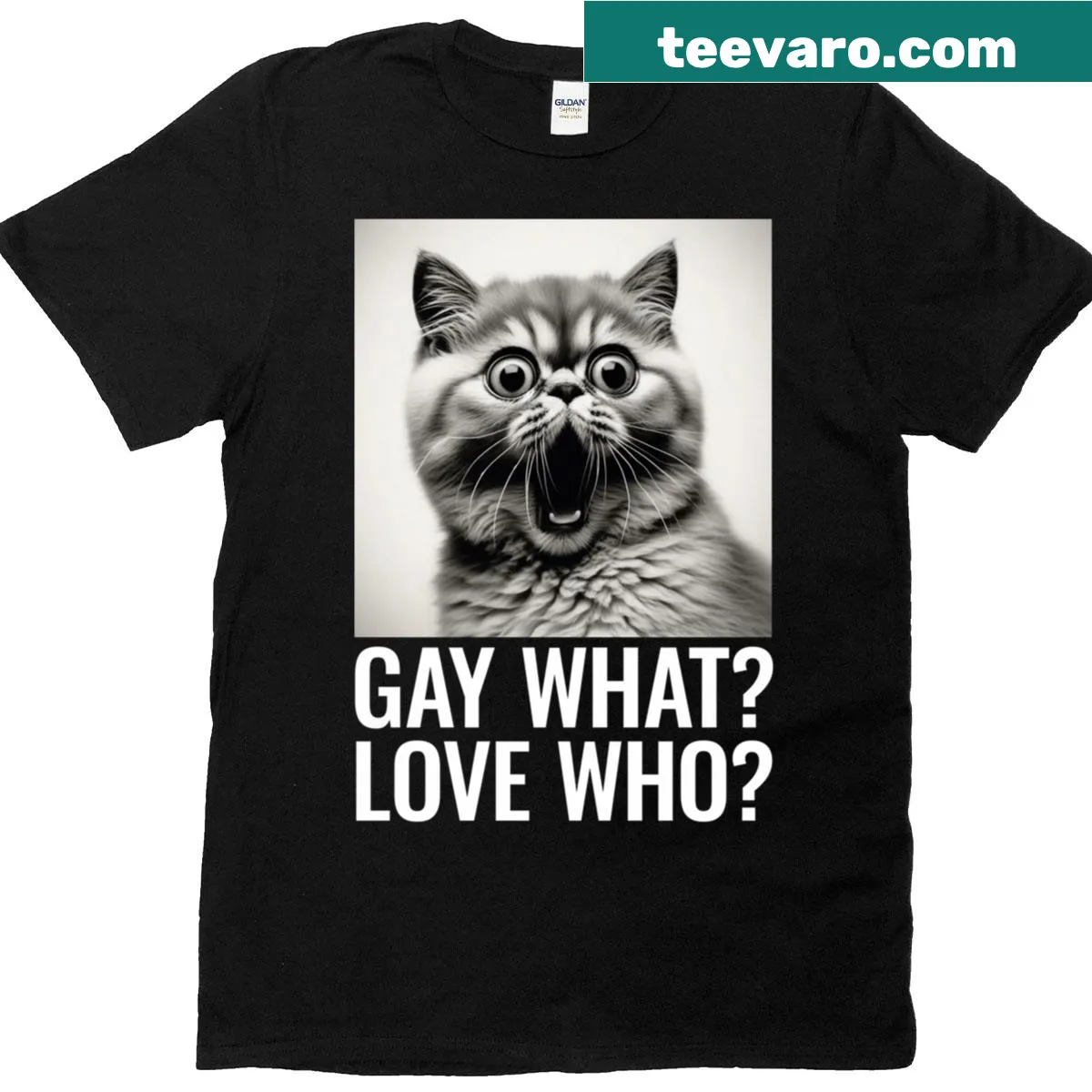 Pride-themed T-shirt with bold queer identity phrase — on a men's t-shirt