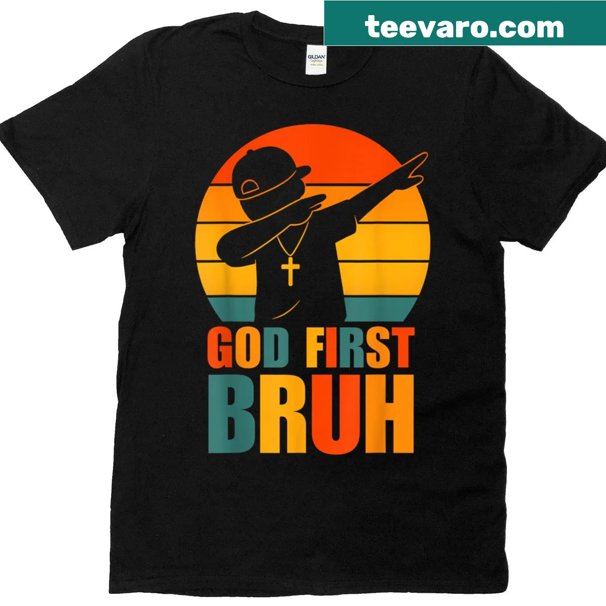 Playful Christian T-shirt for kids with dabbing character — on a men's t-shirt