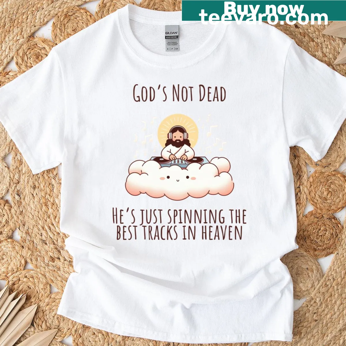 Inspirational Gods Not Dead graphic on T-shirt — on a men's t-shirt