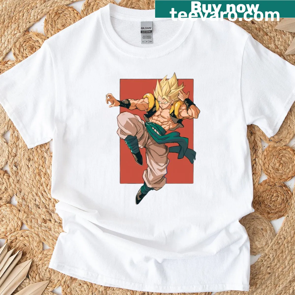 Super Saiyan Gogeta graphic t-shirt — on a men's t-shirt