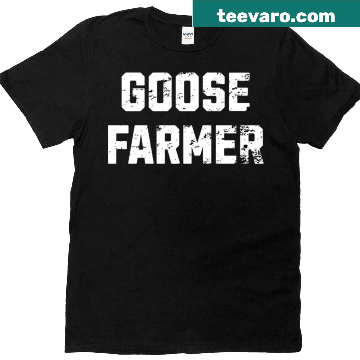 Retro oversized T-shirt celebrating goose farming — on a men's t-shirt