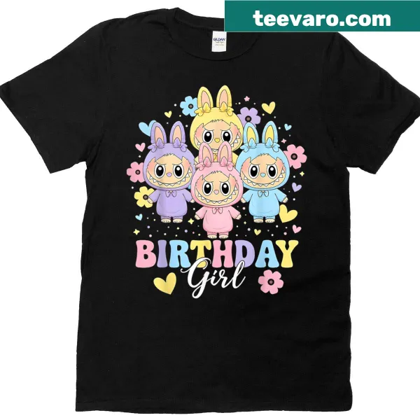 Cute birthday T-shirt for kids featuring Labubu character