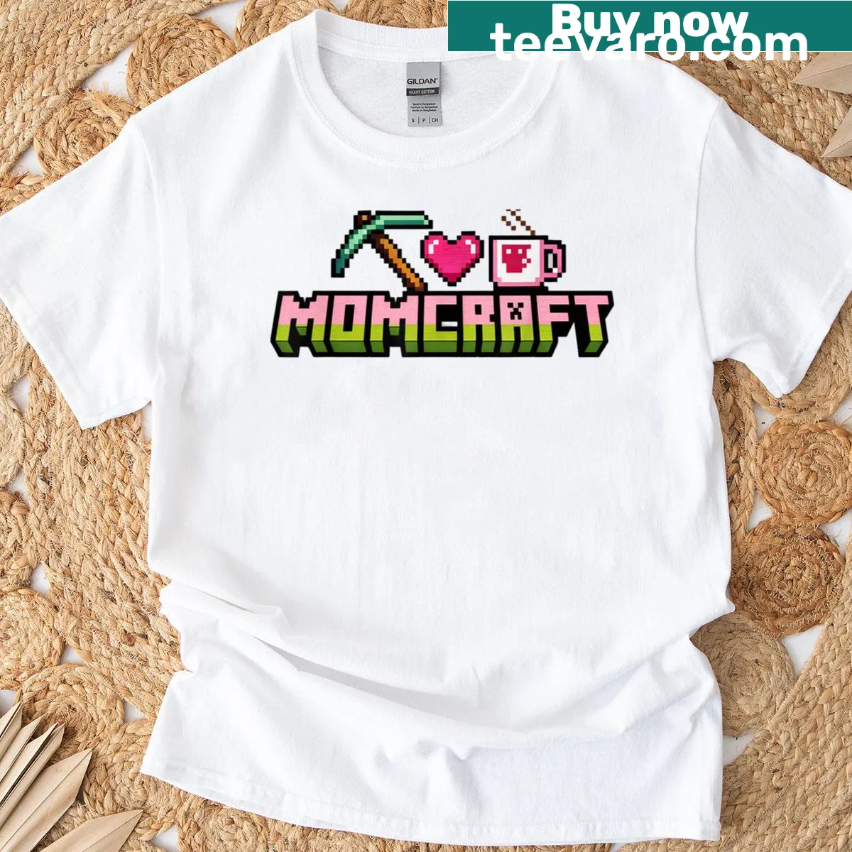 Momcraft and gaming-themed graphic on a Mother's Day T-shirt — on a men's t-shirt