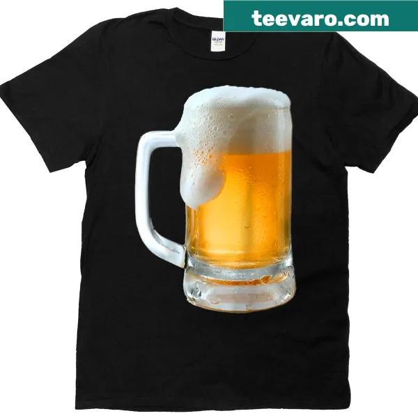 Raglan baseball tee with humorous beer graphic and koozie design