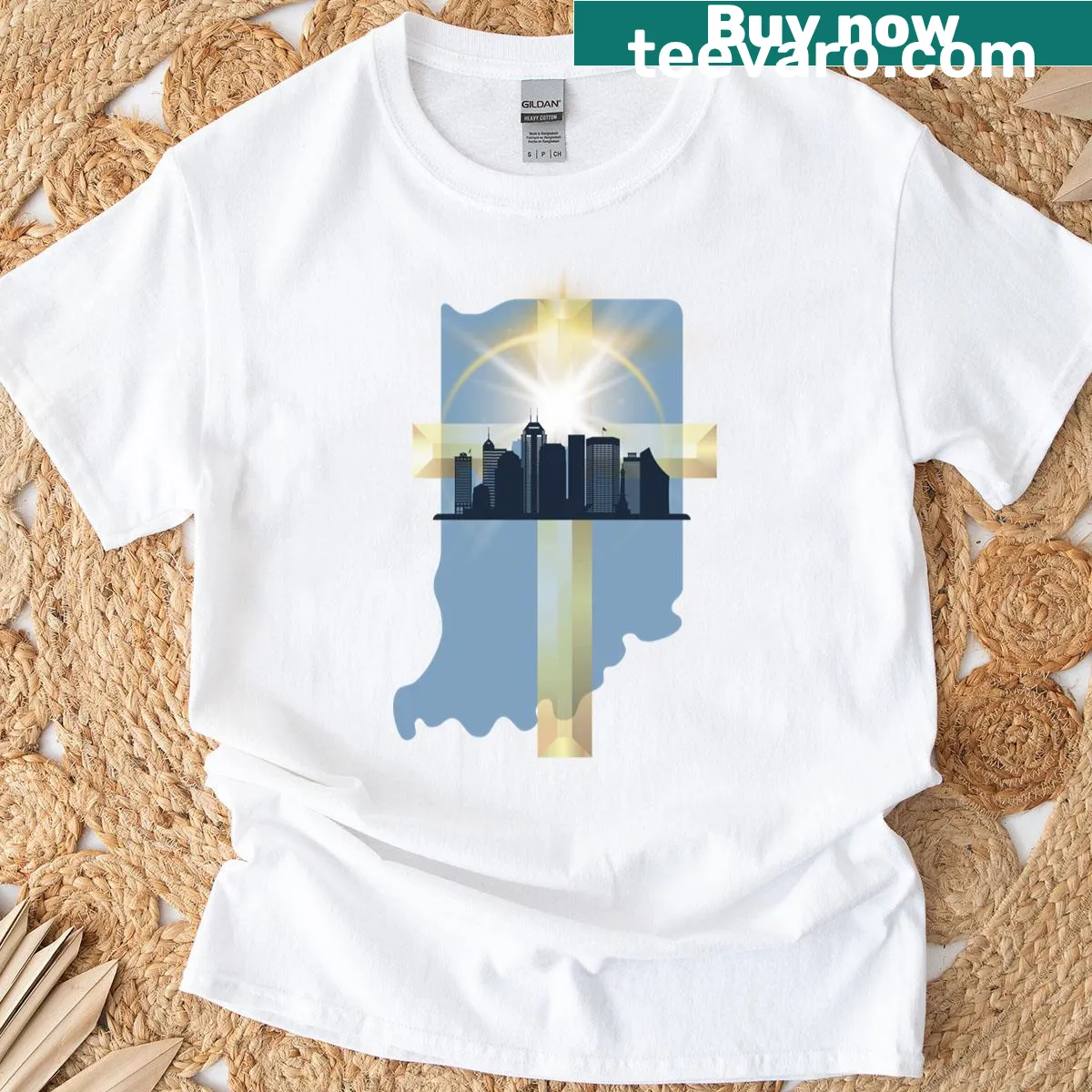 Vintage-style T-shirt representing the state of Indiana — on a men's t-shirt