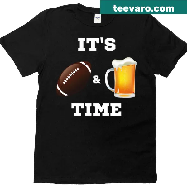 Fun tee with football and beer themed text