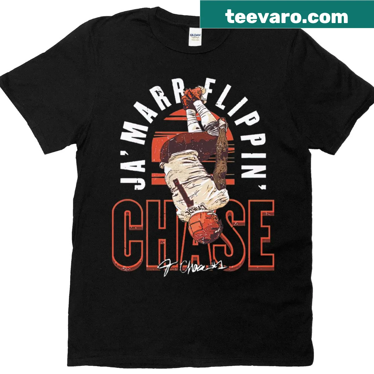 Illustration of Jamarr Chase on a Cincinnati T-shirt — on a men's t-shirt