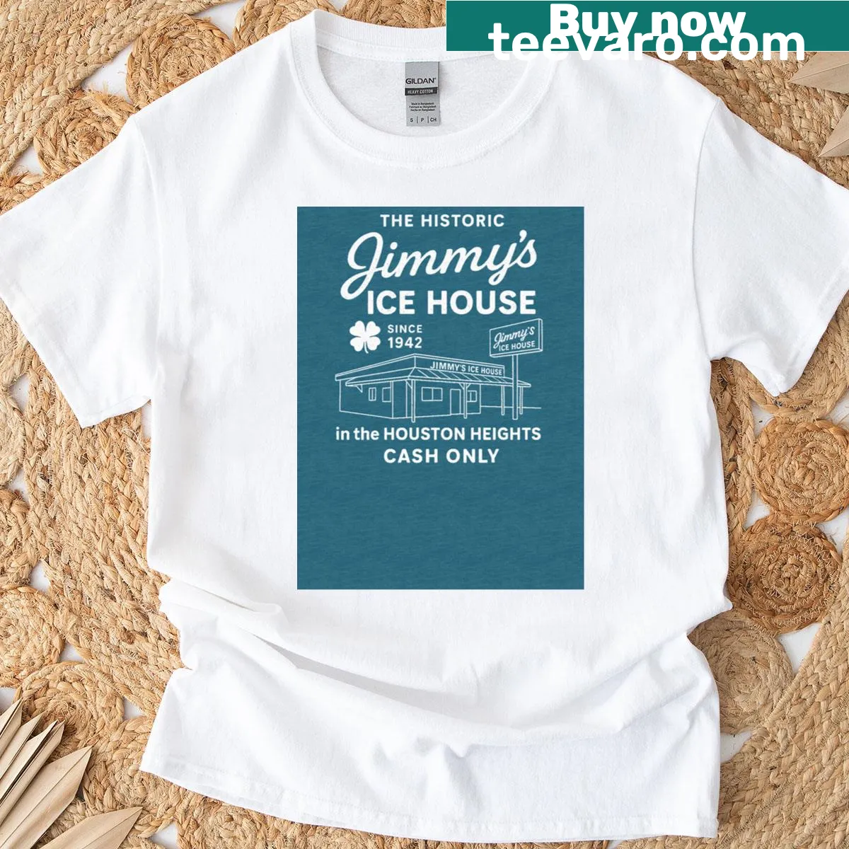 Illustrated Jimmy's Ice House Place T-shirt — on a men's t-shirt