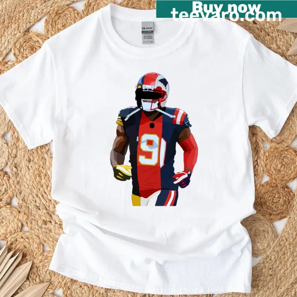 Graphic blending Patriots, Chiefs, and Steelers on T-shirt