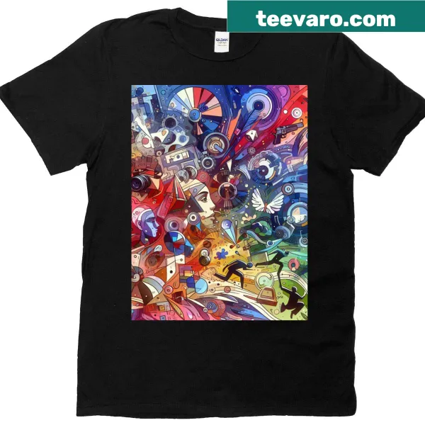 Graphic T-shirt featuring playful typography on kaleidoscope dreams