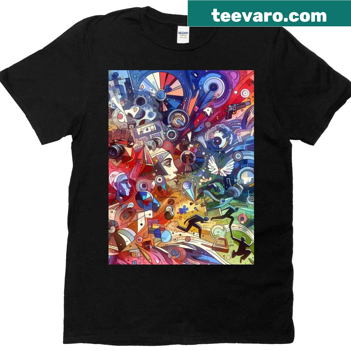 Graphic T-shirt featuring playful typography on kaleidoscope dreams — on a men's t-shirt