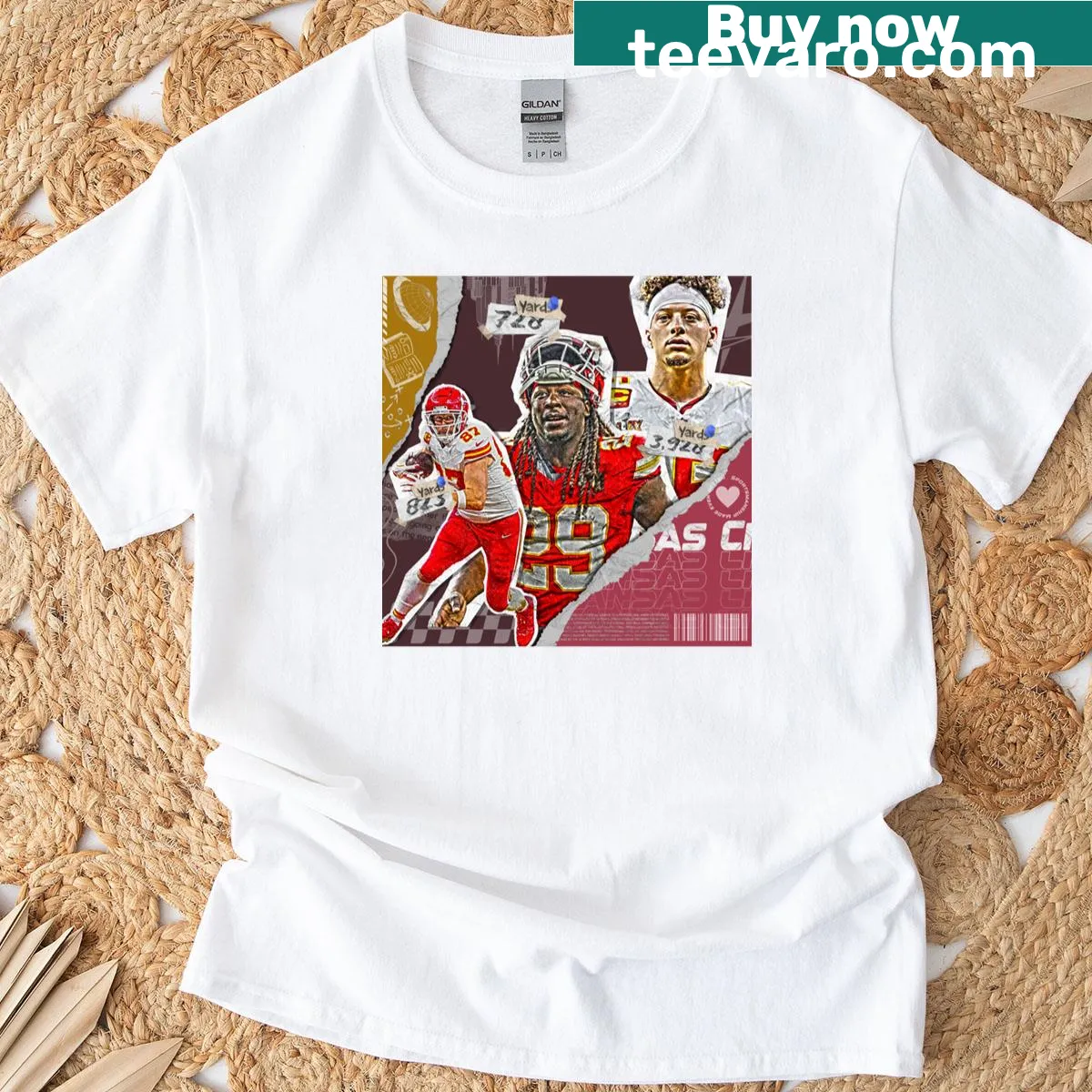 Kansas City football squad emblematic T-shirt design. — on a men's t-shirt