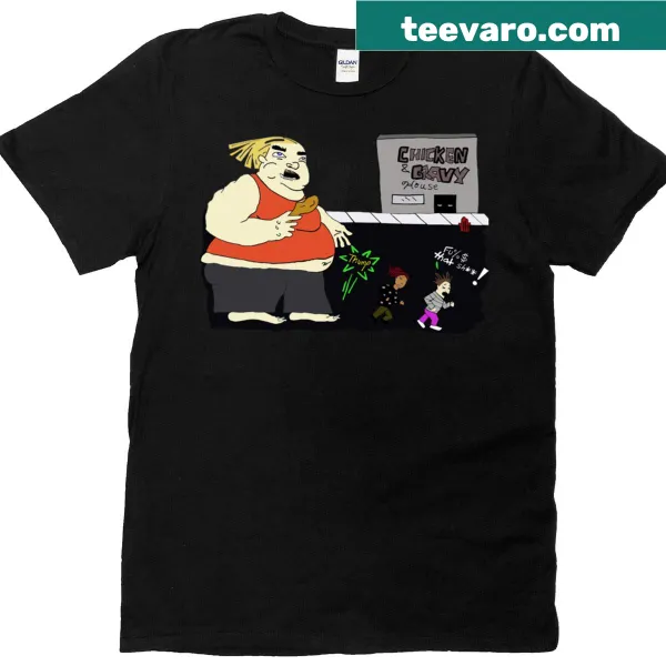 Oversized T-shirt featuring a cute illustration of a lady chickadee