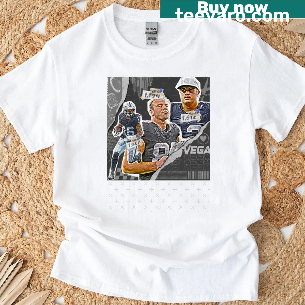 Dynamic Las Vegas Football Squad t-shirt with bold typography — on a men's t-shirt