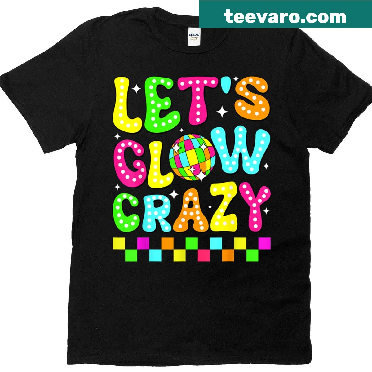 Retro birthday party T-shirt with playful glowing graphics from the 80s and 90s — on a men's t-shirt