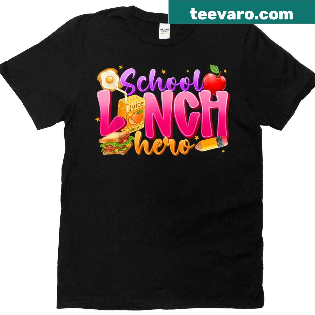 Funny T-shirt with 'Lunch Hero Squad' text for cafeteria workers — on a men's t-shirt