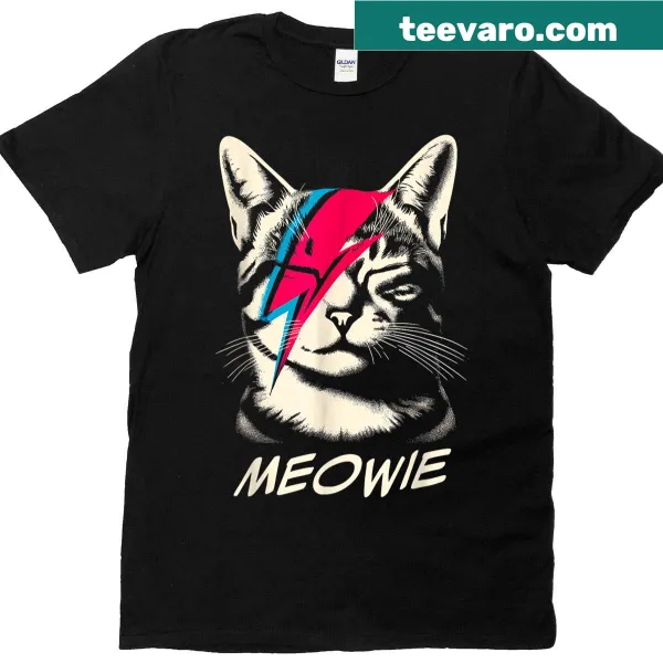 Funny cat-themed t-shirt featuring a cartoon rock band