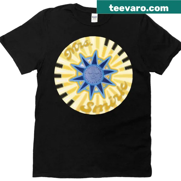 Humorous Mrs. Smirk T-shirt with sun graphic