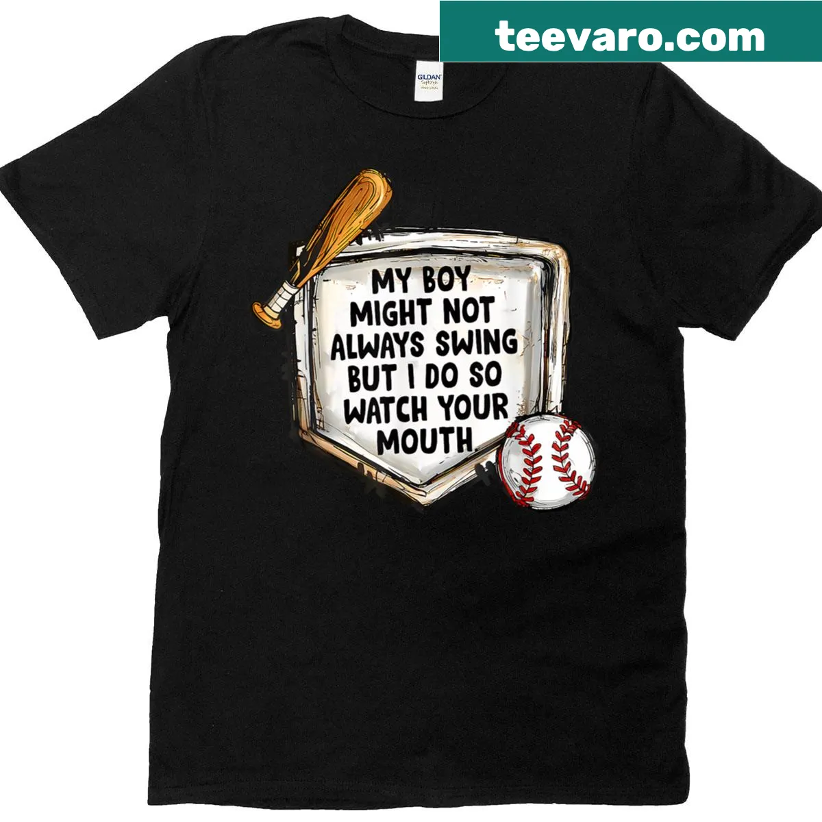 Baseball Mom T-shirt celebrating support — on a men's t-shirt