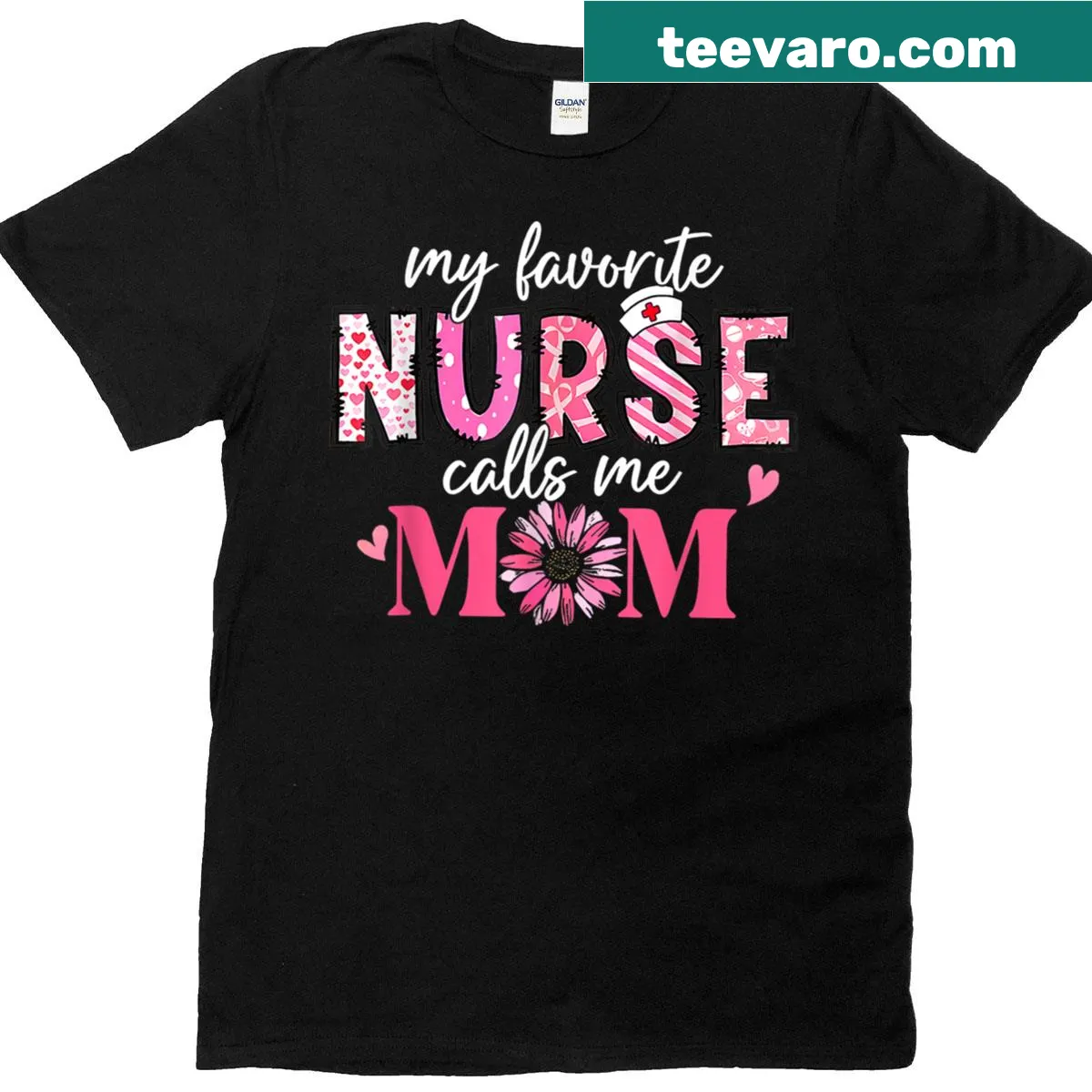 Typography design saying My Favorite Nurse Calls Me Mom — on a men's t-shirt