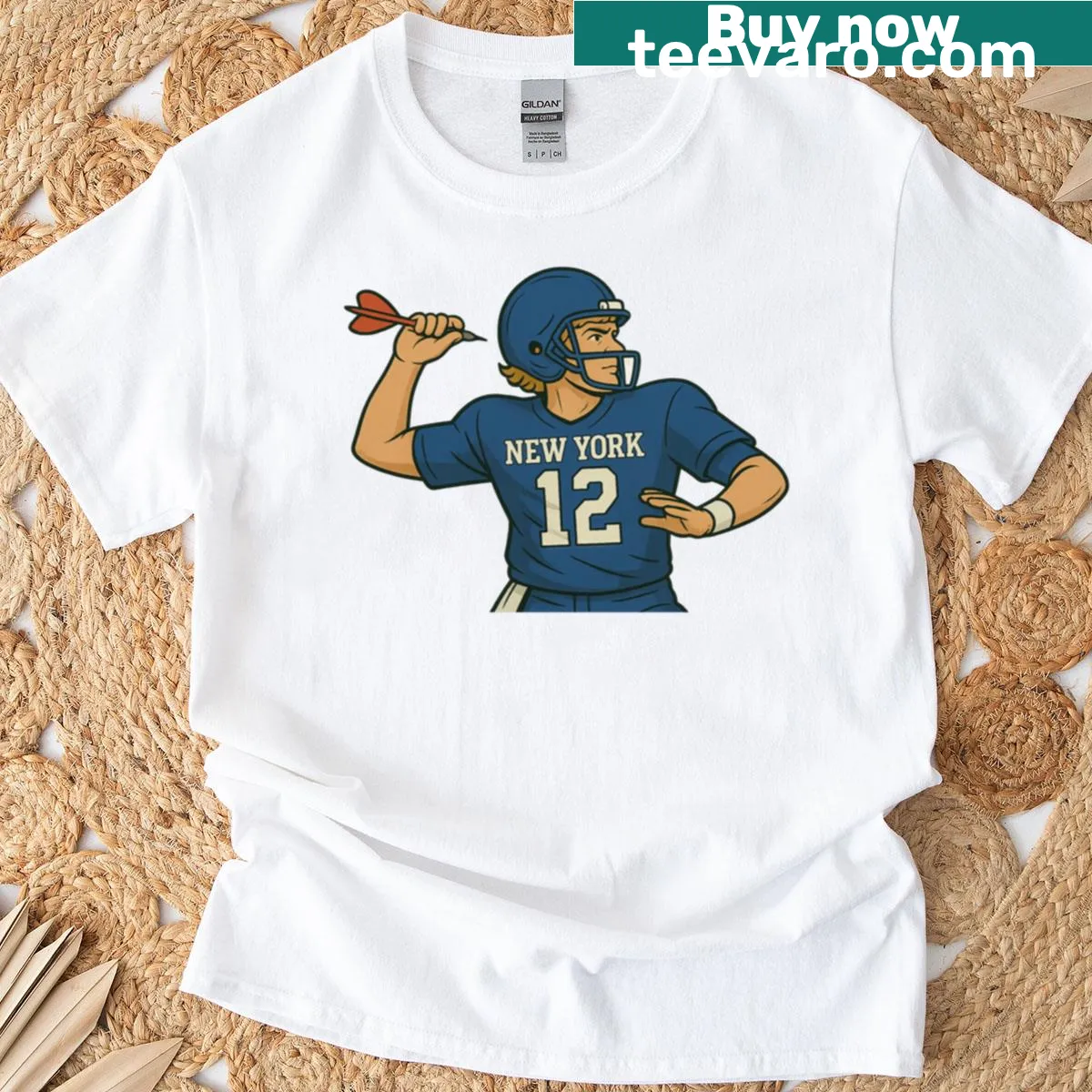 New York Football Dart t-shirt with playful graphic — on a men's t-shirt