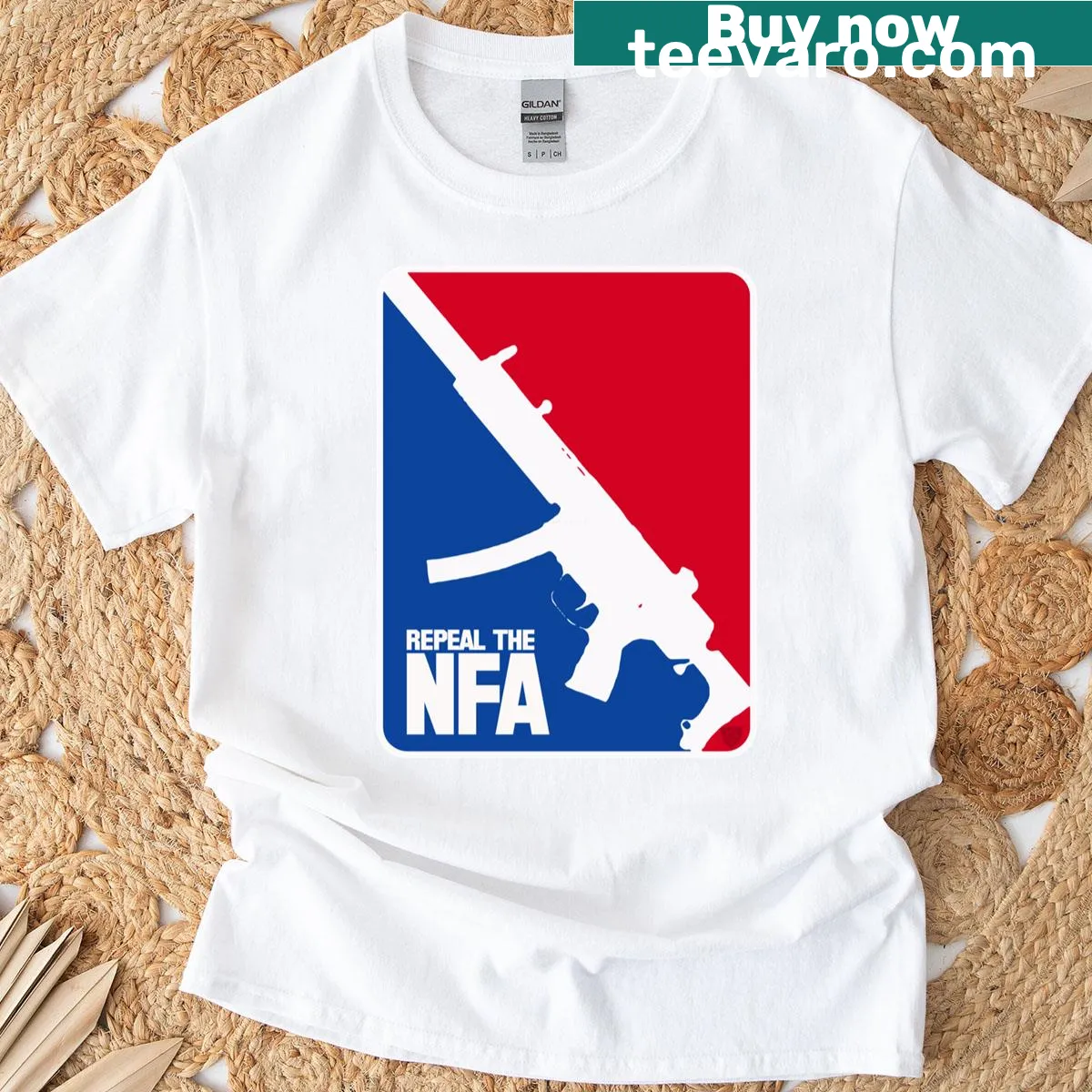Minimalist Nfa T-shirt with bold typography — on a men's t-shirt