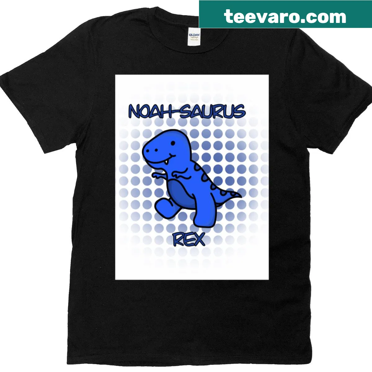 Oversized T-shirt featuring Noah-saurus Rex cartoon — on a men's t-shirt