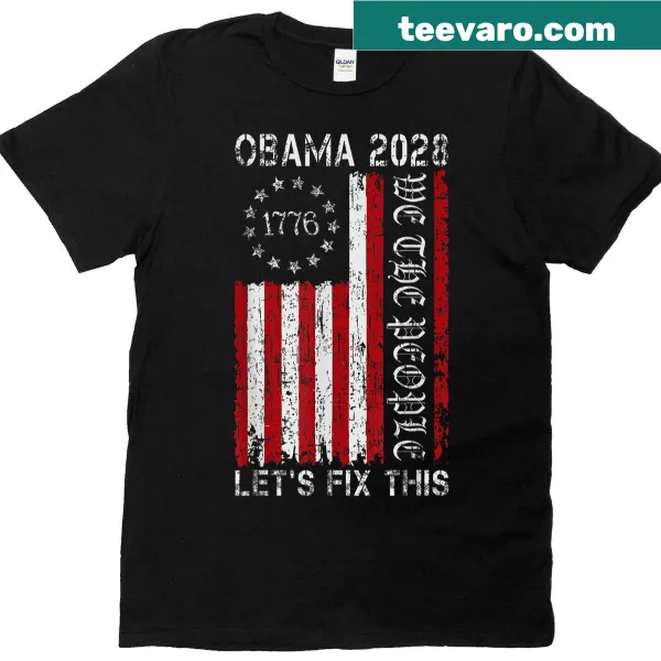 Vintage flag design Obama 2028 t-shirt for patriotic expression
