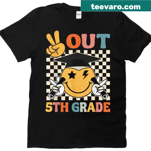 Graduation T-shirt with 'Peace Out' design for 5th graders