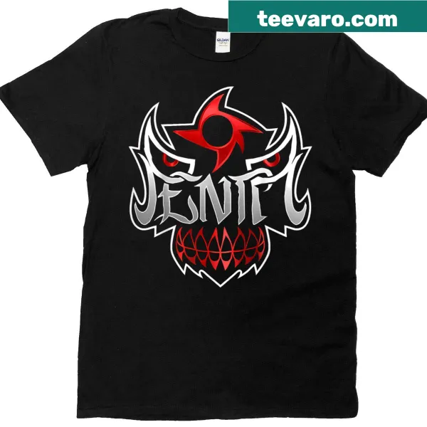 Minimalist T-shirt featuring a black penta mask graphic