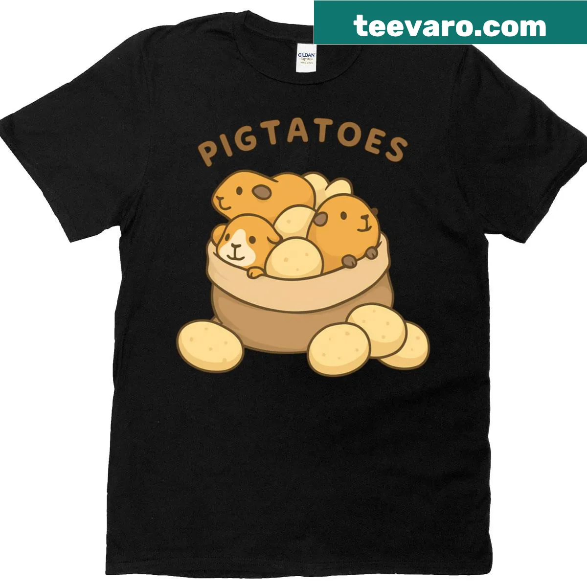 T-shirt with 'Pigtatoes' guinea pig potato squad design — on a men's t-shirt