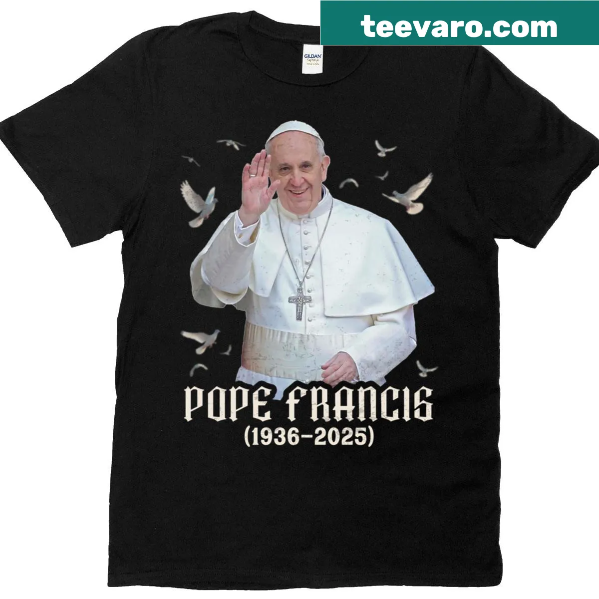 Graphic of Pope Francis on a T-shirt — on a men's t-shirt
