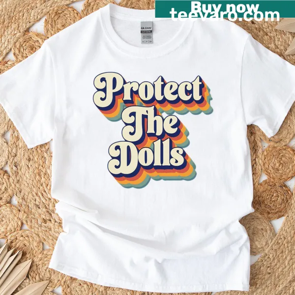 Illustrative design advocating for doll protection on T-shirt