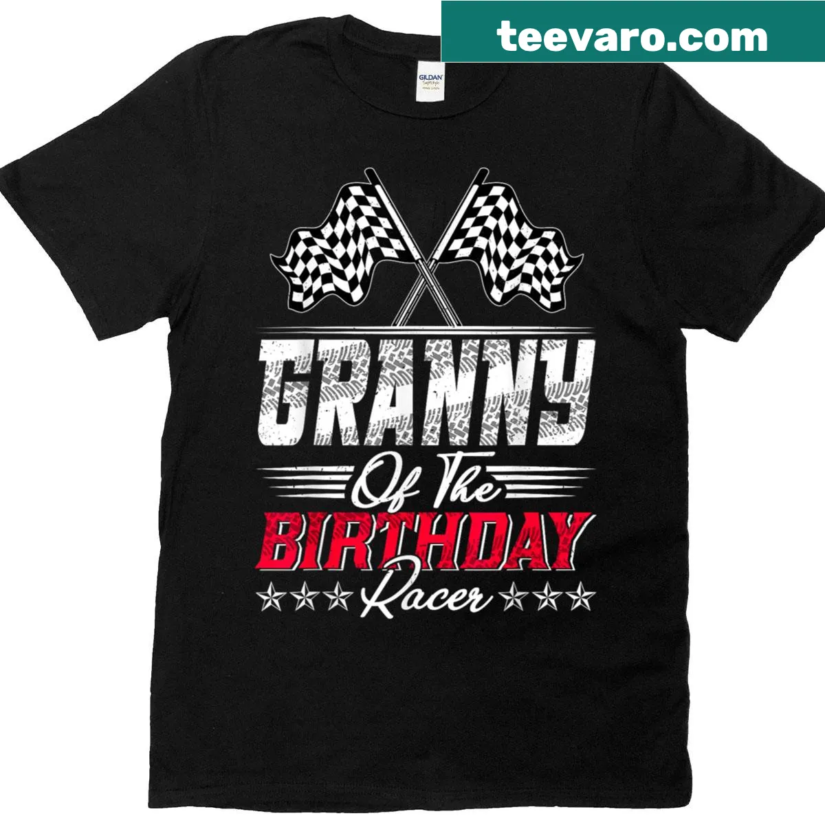 Race Car Granny shirt with race car illustration — on a men's t-shirt