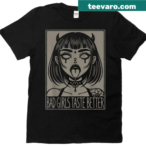 Retro devil girl graphic on T-shirt