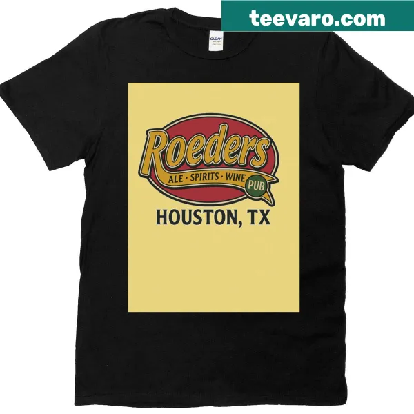 Roeders Pub logo T-shirt celebrating Houston's bar scene