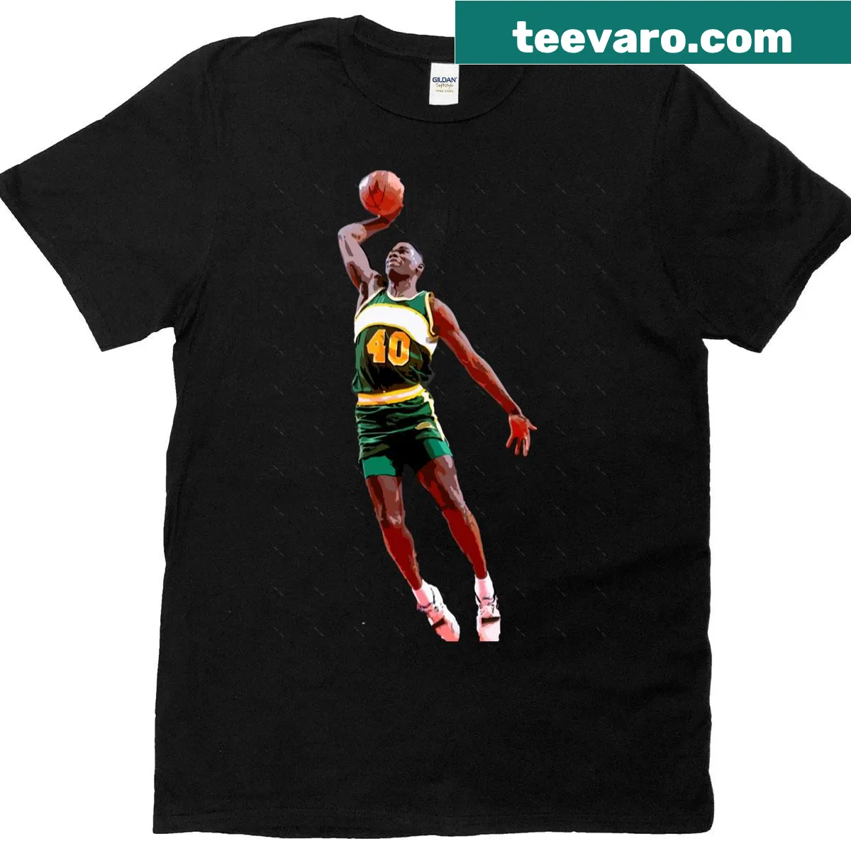 Oversized t-shirt featuring Shawn Kemp design — on a men's t-shirt