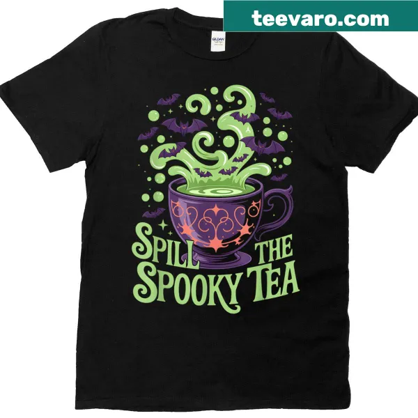 Playful Halloween graphic with tea theme