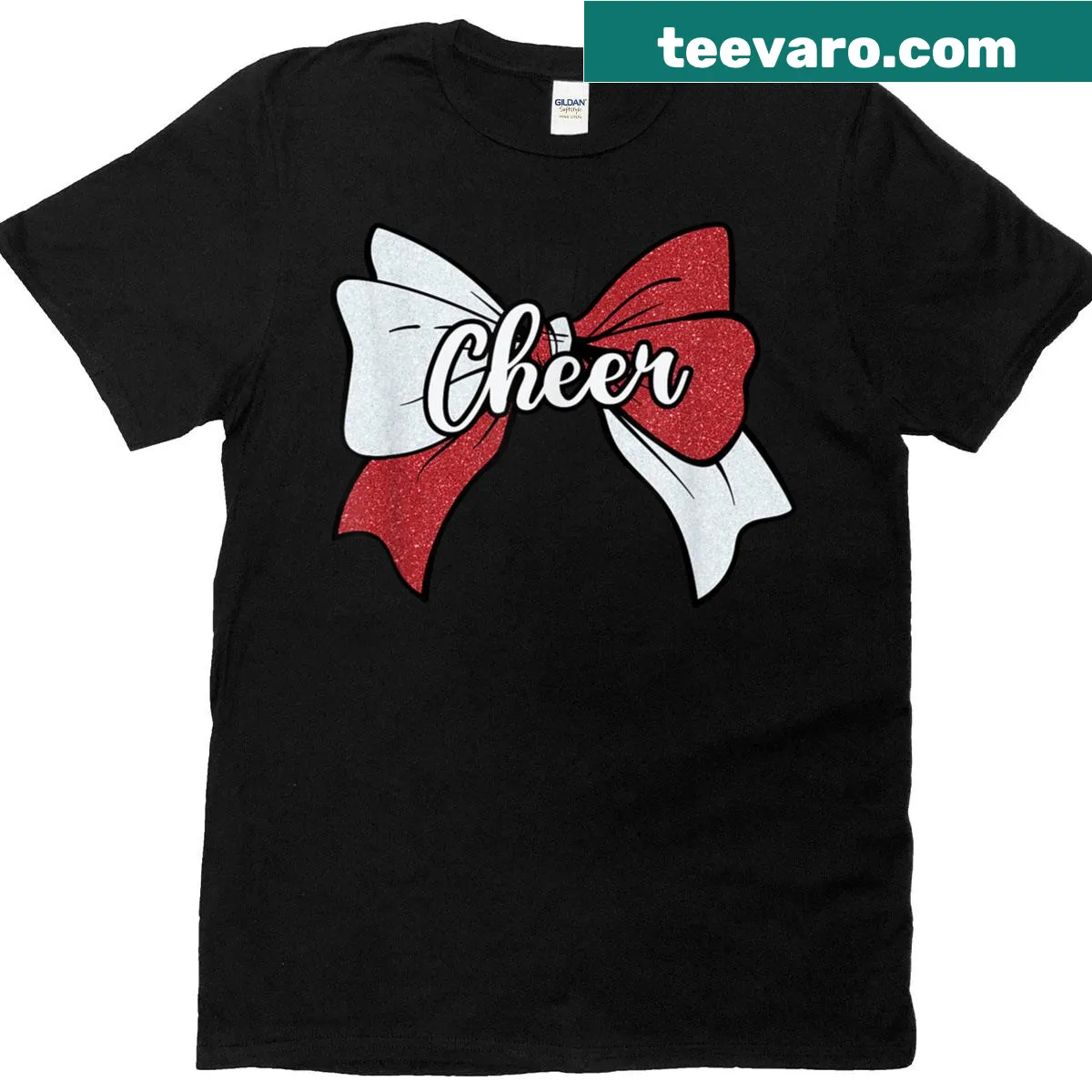 Cheerleading T-shirt with coquette bow design — on a men's t-shirt
